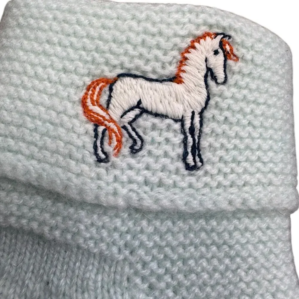 Authentic Hermès Baby Cashmere Socks Aqua Blue 100% Cashmere Size 6 Months